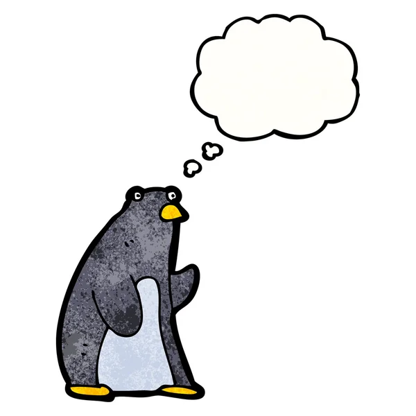 Funny penguin with thought bubble — Stock Vector