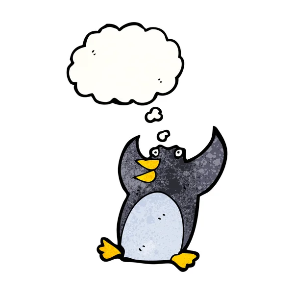 Pingüino divertido con burbuja de pensamiento — Vector de stock