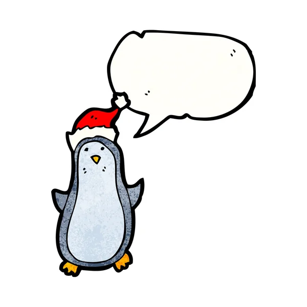Pingouin portant un chapeau de Noël — Image vectorielle