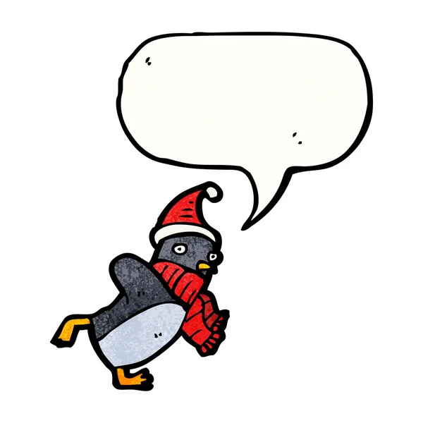 Kerstmis pinguïn schaatsen — Stockvector