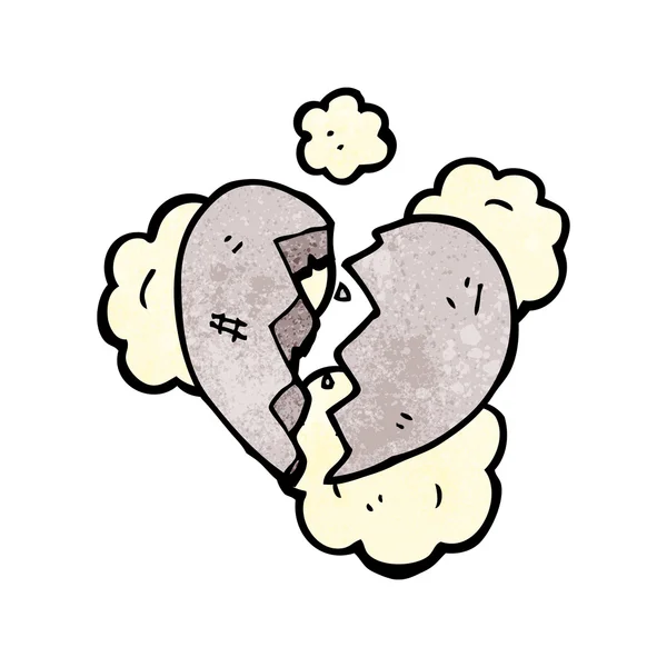 Corazón de piedra agrietada — Vector de stock