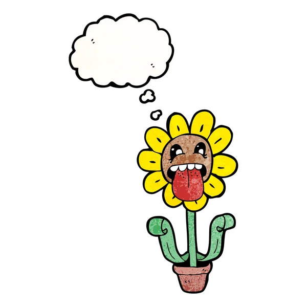 Flower sticking out tongue — Stock Vector