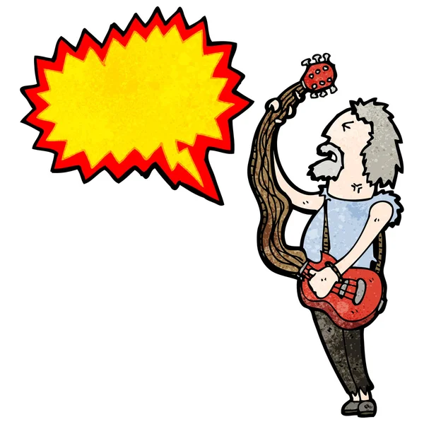 Viejo hombre de rock tocando guitarra — Vector de stock