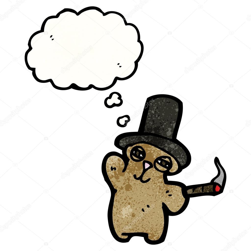 葉巻と豊かなテディベア ストックベクター C Lineartestpilot