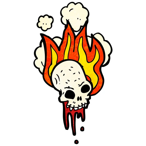 Cráneo ardiente de Halloween grueso — Vector de stock