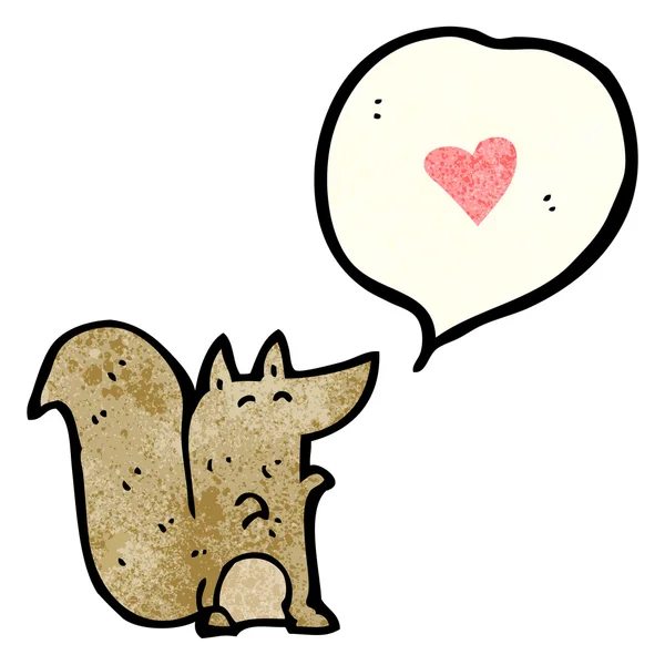 Piccolo scoiattolo con cuore d'amore — Vettoriale Stock