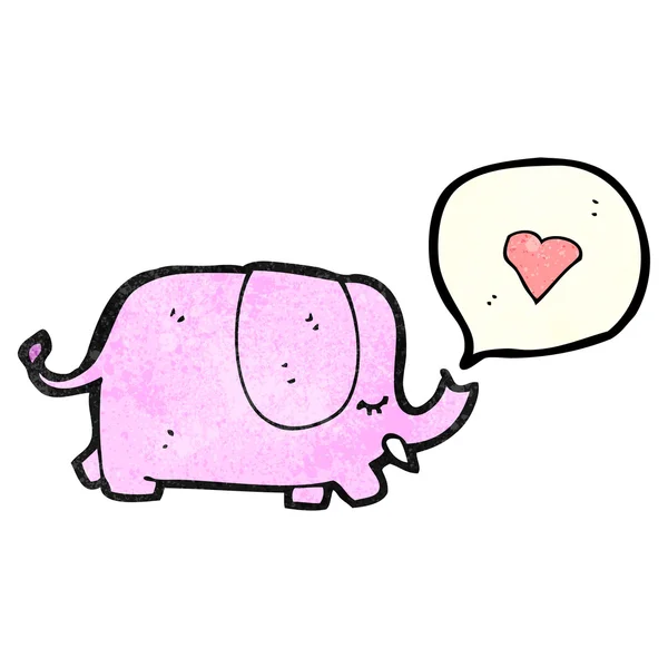 Elefante rosa com coração de amor — Vetor de Stock