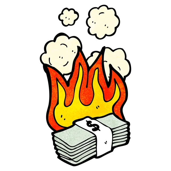 Pila ardiente de dinero — Vector de stock