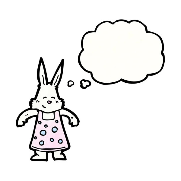 Lapin blanc en robe — Image vectorielle