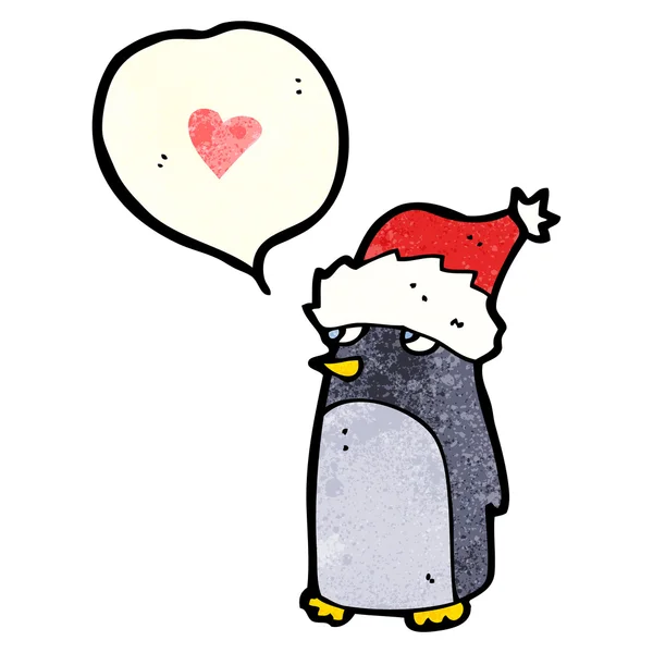 Christmas penguin with love heart — Stock Vector