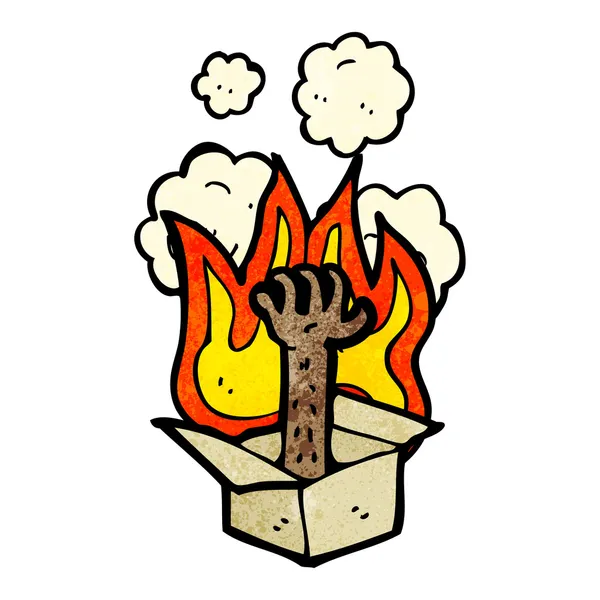 Caja de combustión con mano — Vector de stock