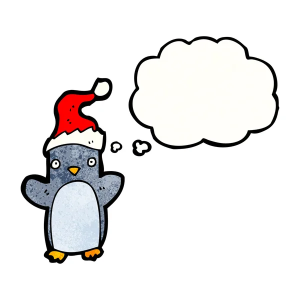 Funny christmas penguin in hat — Stock Vector