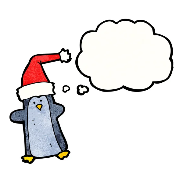Penguin with thought bubble — Stock Vector