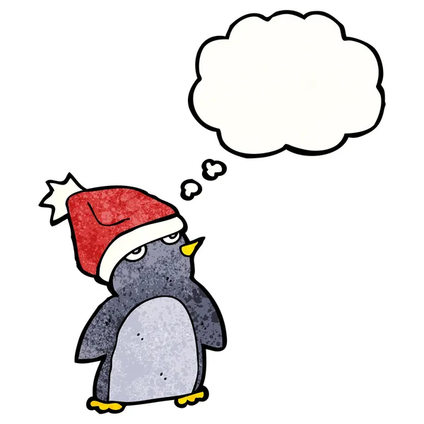 Penguin with thought bubble — Stock Vector