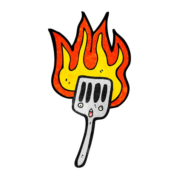 Flaming barbeque spatula — Stock Vector