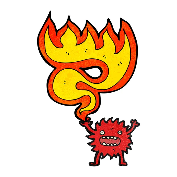 Pequeño monstruo disparando fuego — Vector de stock