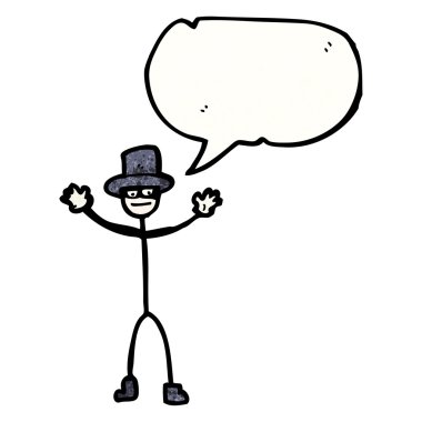 çubuk adam silindir şapka ve konuşma balonu