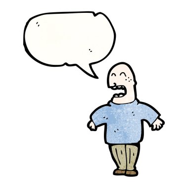 kel adam yüksek sesle konuşuyor