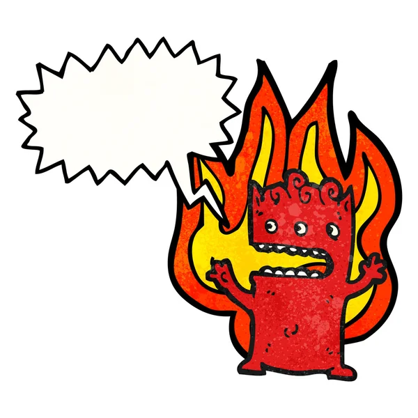 Pequeño diablo en llamas — Vector de stock