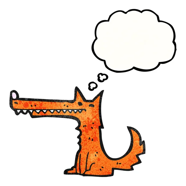 Uzun burun fox ile düşünce balonu — Stok Vektör