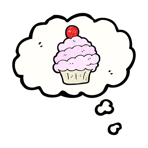 Cupcake dans la pensée symbole de bulle — Image vectorielle