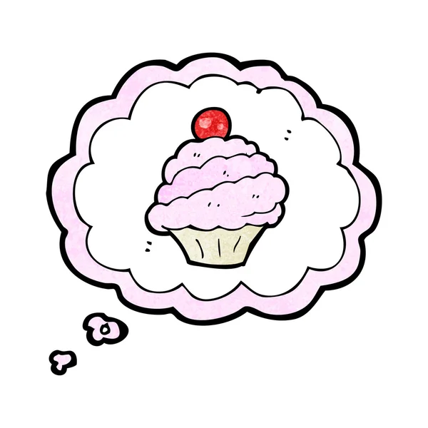 Cupcake στη σκέψη φούσκα σύμβολο — Διανυσματικό Αρχείο