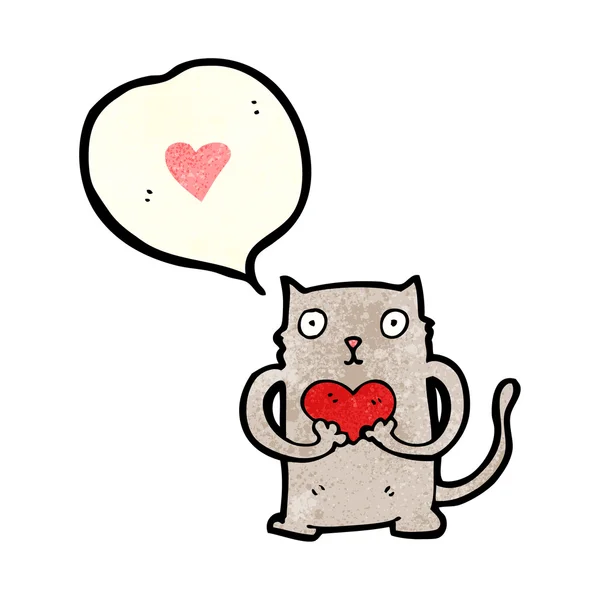 Gato con corazón de amor — Vector de stock