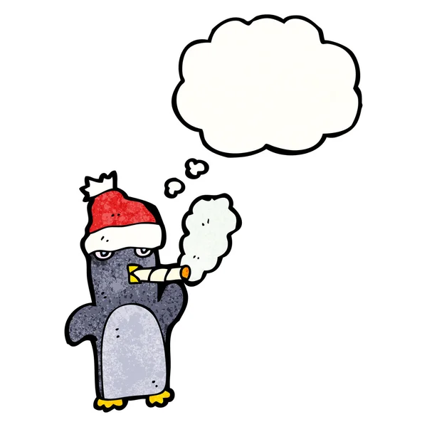 Pinguin raucht Zigarette — Stockvektor