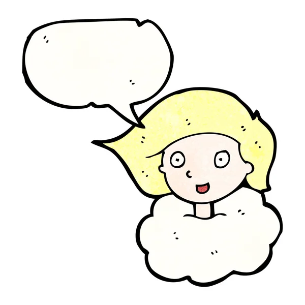 Fille parler avec la tête dans les nuages — Image vectorielle