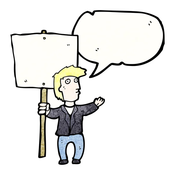 Chanting protester with sign — Stock Vector