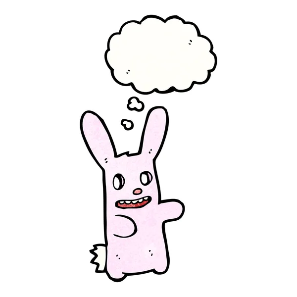 Spooky roze konijn met gedachte bubble — Stockvector