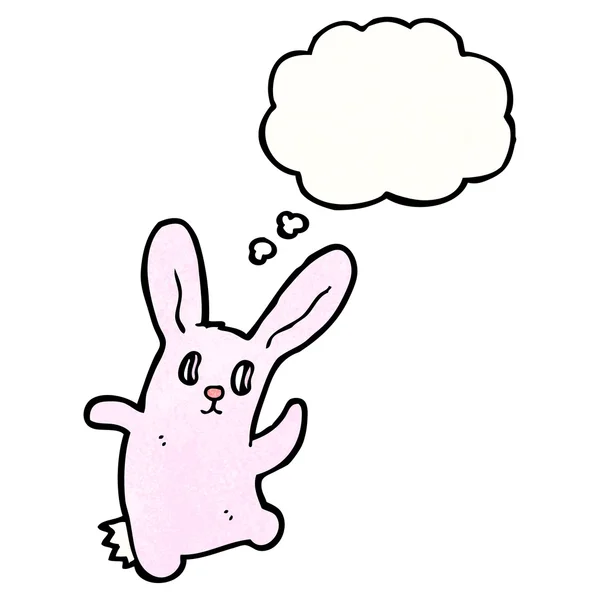 Spooky pink rabbit with thought bubble — Stock Vector