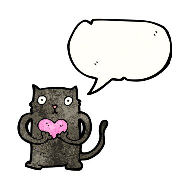 aşk kalp ve konuşma balonu ile kedi