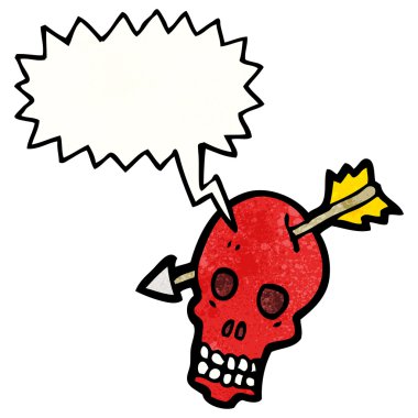 karikatür kafatası ok ile