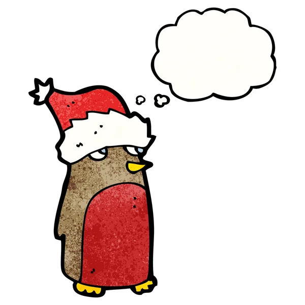 Robin avec chapeau de Père Noël — Image vectorielle