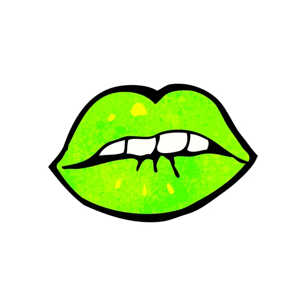 Bright green biting lips — Stock Vector