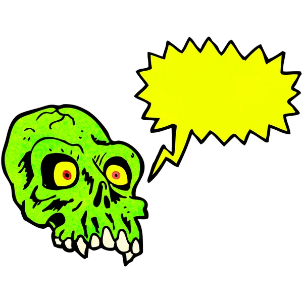輝く緑の頭蓋骨 — ストックベクタ