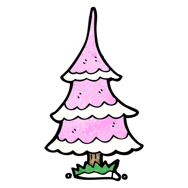 Cartoon roze kerstboom — Stockvector
