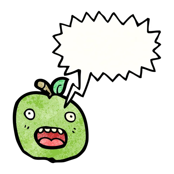 Çirkin karikatür apple ile konuşma balonu — Stok Vektör