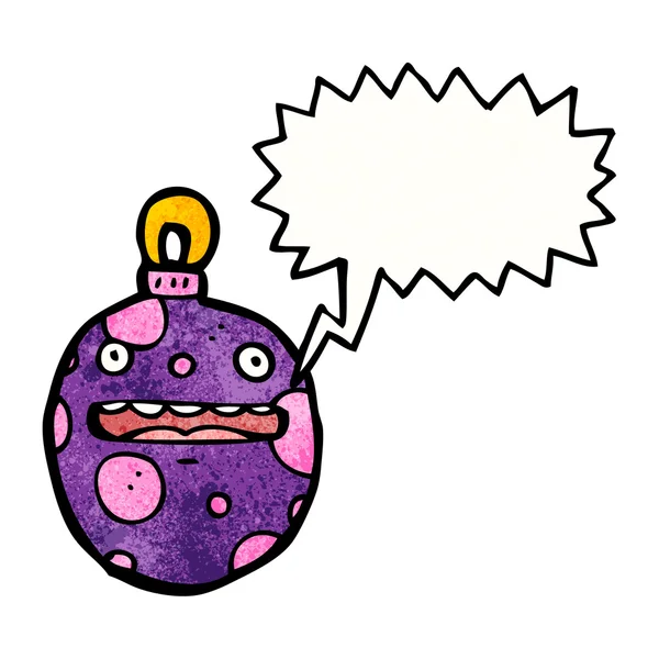 Crazy christmas bauble cartoon — Stockvector