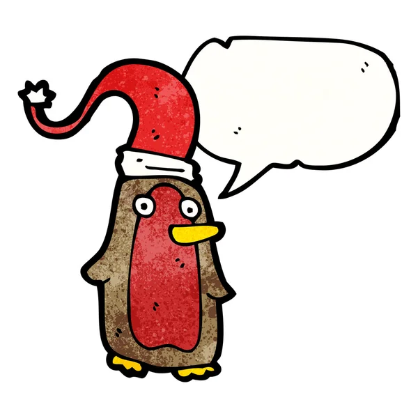 在气泡的圣诞帽子卡通罗宾 — 图库矢量图片