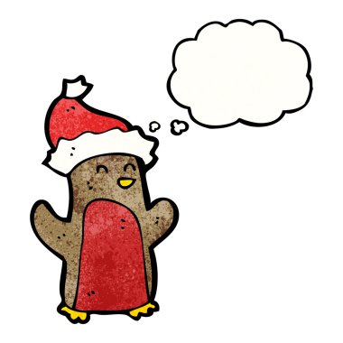 Robin santa şapka içinde