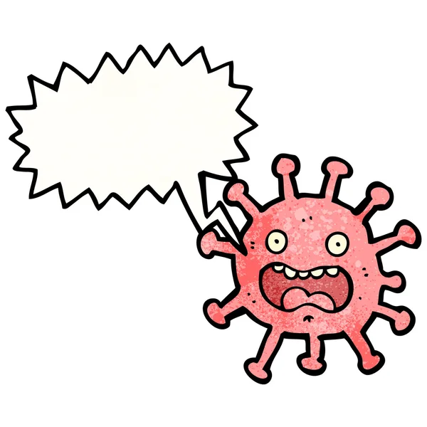 Celda de virus feliz con burbuja del habla — Archivo Imágenes Vectoriales