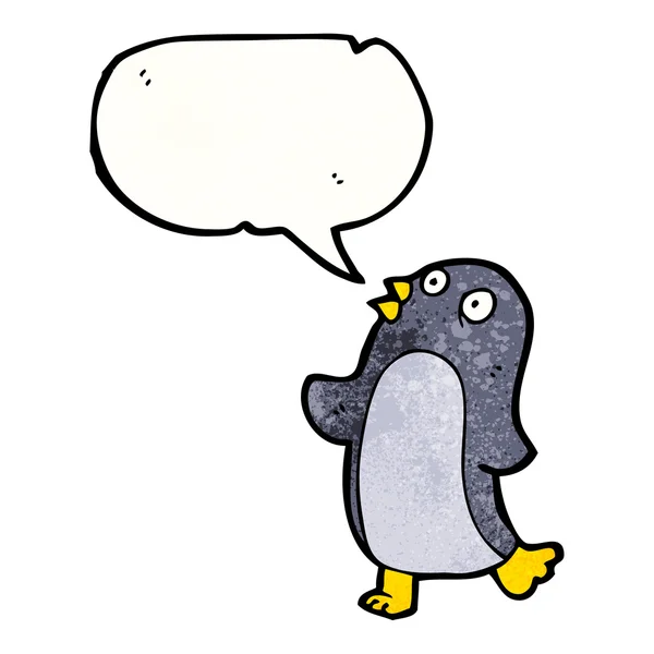 Pingüino bailando con burbuja del habla — Archivo Imágenes Vectoriales