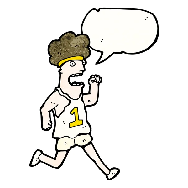 Marathon runner with speech bubble — Stock Vector