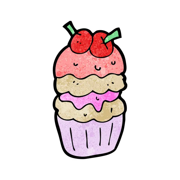 Cartone animato enorme cupcake — Vettoriale Stock