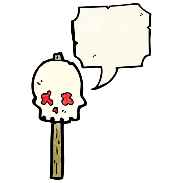 Señal de calavera espeluznante en poste — Vector de stock