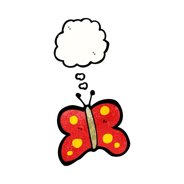 Papillon avec bulle de pensée — Image vectorielle