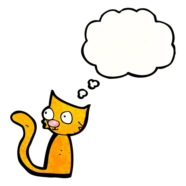 Pequeño gato con burbuja de pensamiento — Vector de stock