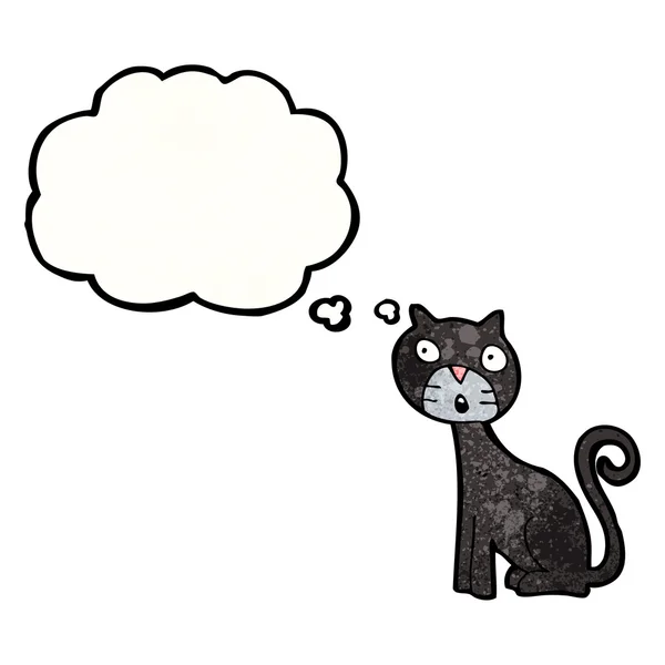 Schwarze Katze mit Gedankenblase — Stockvektor